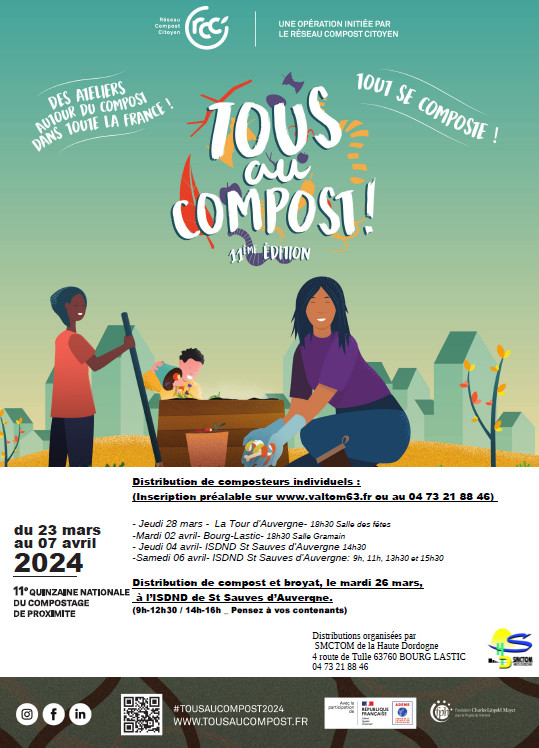 Distributeurs gratuits de composteurs le 26 Mars à Saint Sauves d'Auvergne 