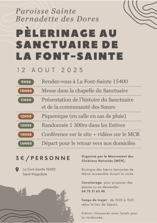 Pelerinage  au sanctuaire de la Font -Sainte 
