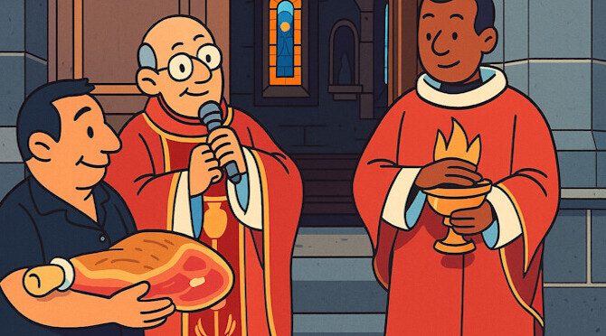 L'Histoire du jambon béni : La fête des Jambons du Clocher de 2025 L'Histoire du jambon béni : La fête des Jambons du Clocher de 2025