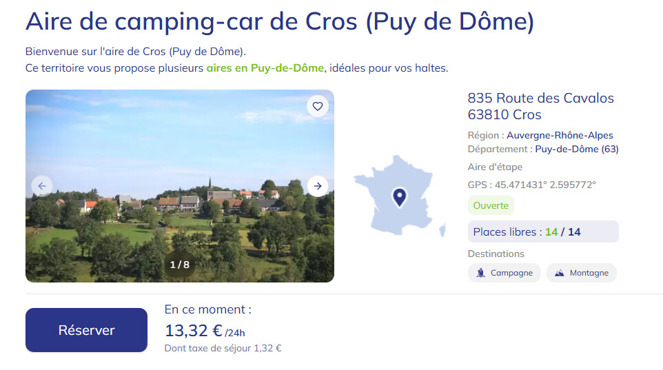 Nouveau : Une aire de camping - car à Cros  et ses impacts sur le tourisme en Artense