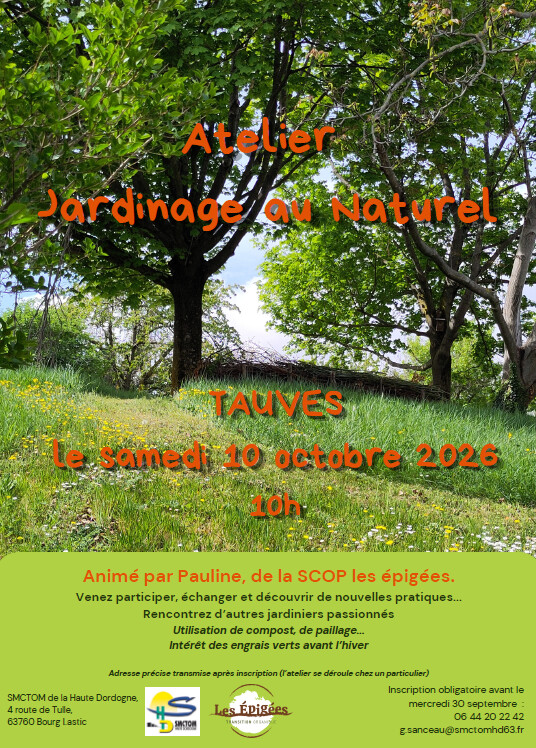 ArticleSe former au Jardinage Naturel  à Tauves le 10 Octobre 2026
