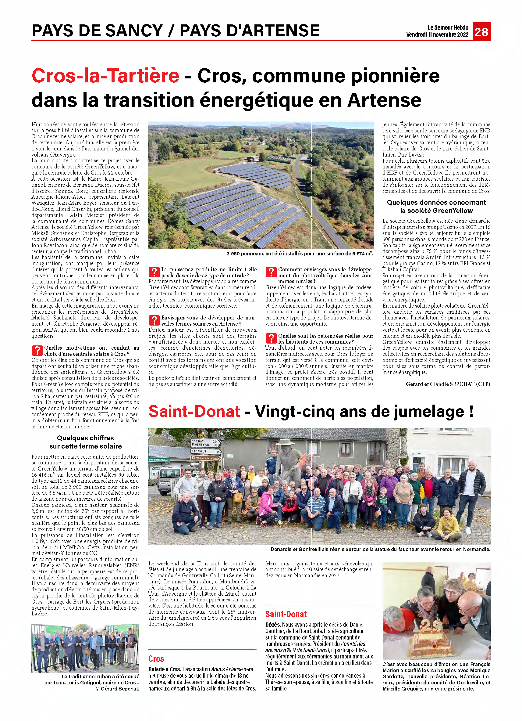 Un article sur Cros dans le Semeur par Gerard et Claudie Sepchat