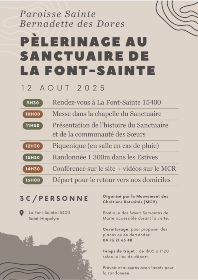 Pelerinage  au sanctuaire de la Font -Sainte 