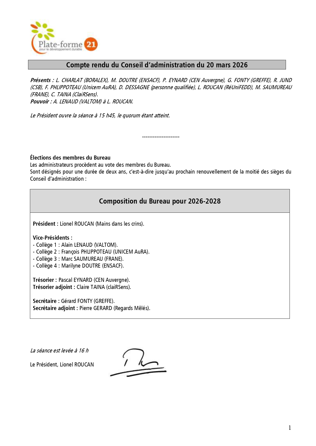 L'association HP& T fait partie du Conseil d'administration de la plate forme 21