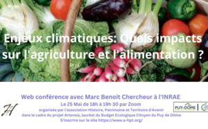  25 Mai : Web Conférence:  Enjeux climatiques : Quels impacts sur l'agriculture et l'alimentation ?